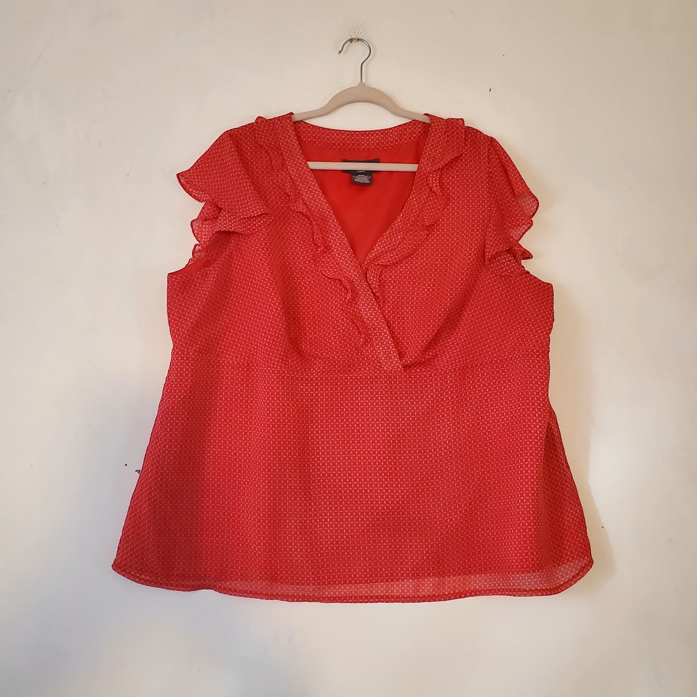 Mark Eisen Red Gegrge Blouse Top Sleeveless Lined‎ Size 3X W22-24